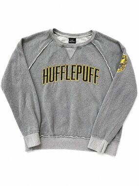 Harry Potter Hufflepuff Logo Crewneck Sweatshirt Gray size M